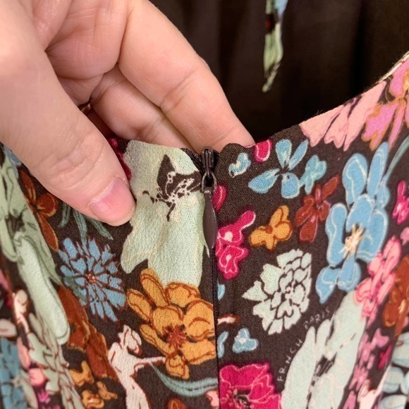 FRNCH Paris Aida Small Multi-Color Floral Open Tie-Back Midi Dress - NWT - Picture 10 of 16